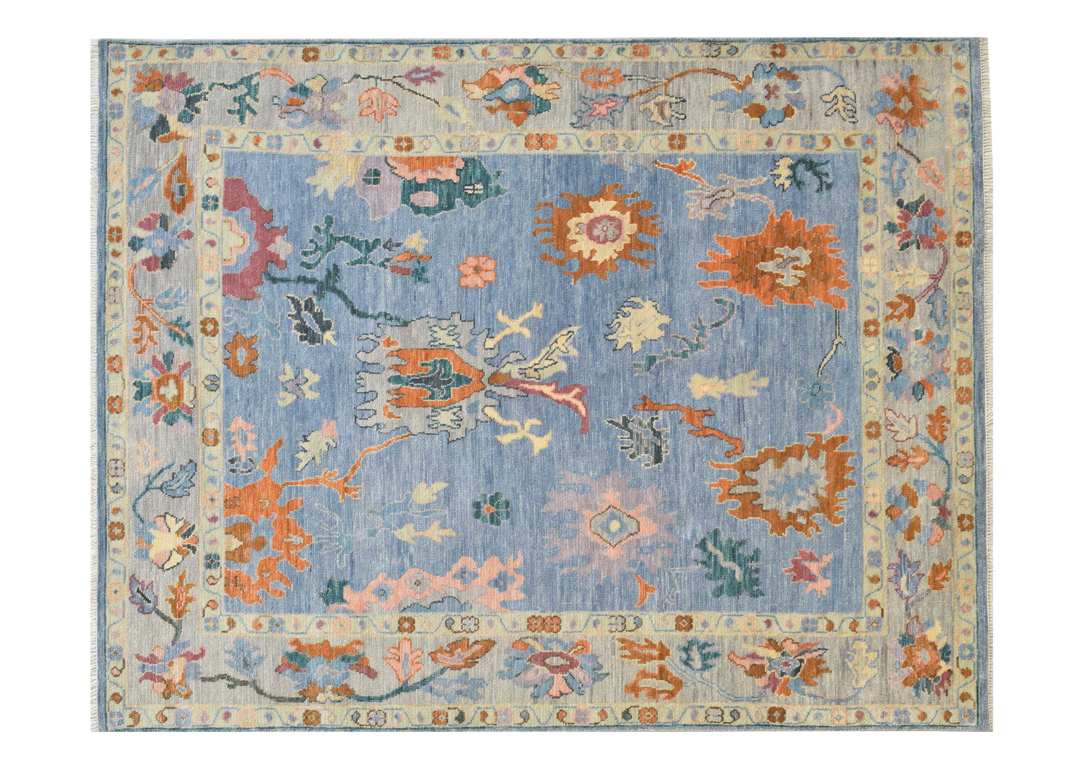 Oushak Rug 7.11 x 10.2 Blue - Design AK108