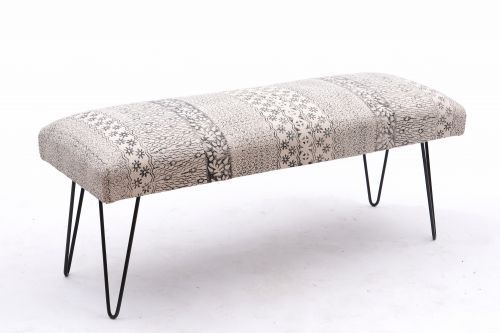 AD-3 UPHOLSTERED BENCH WITH IRON LEGS