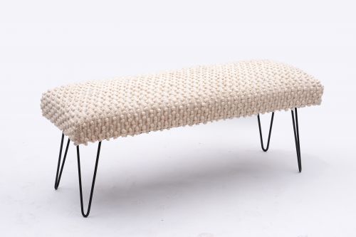 AD-4 UPHOLSTERED BENCH WITH IRON LEGS