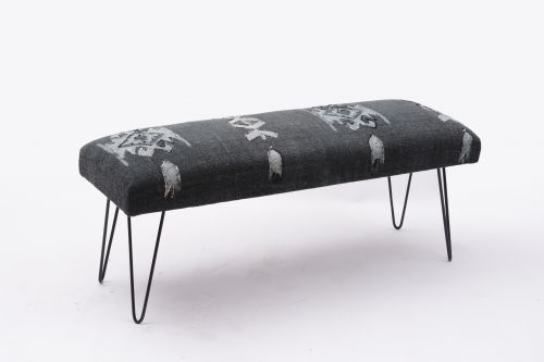 AD-6 UPHOLSTERED BENCH WITH IRON LEGS