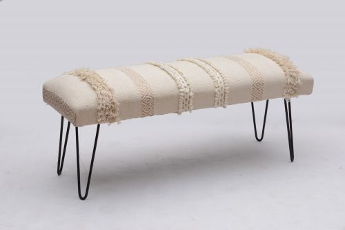AD-8 UPHOLSTERED BENCH WITH IRON LEGS