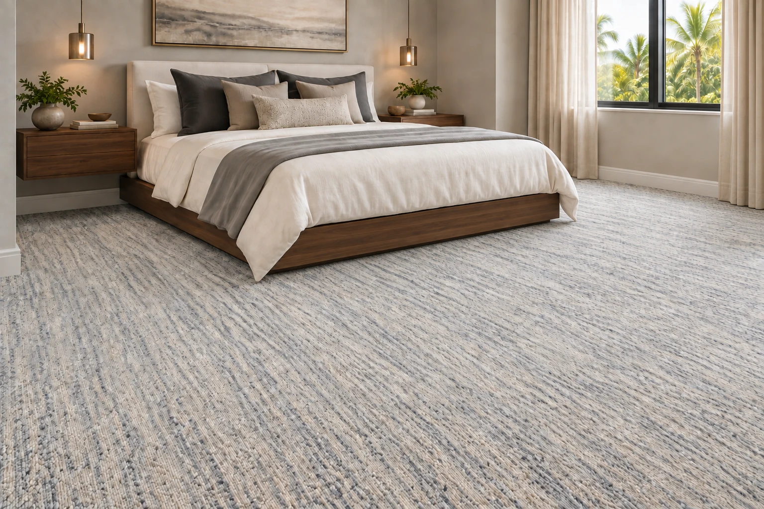 Luxury wall-to-wall carpet in a furnished room