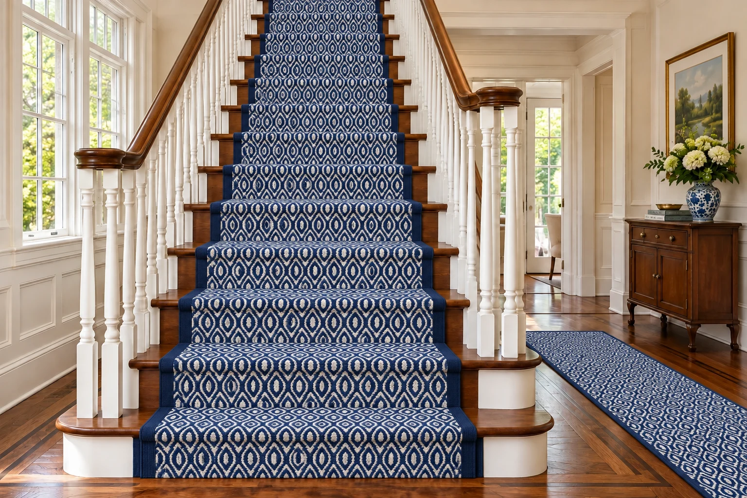 SM-5154 · Tailored Stair Runner design inspiration in a luxury New England home