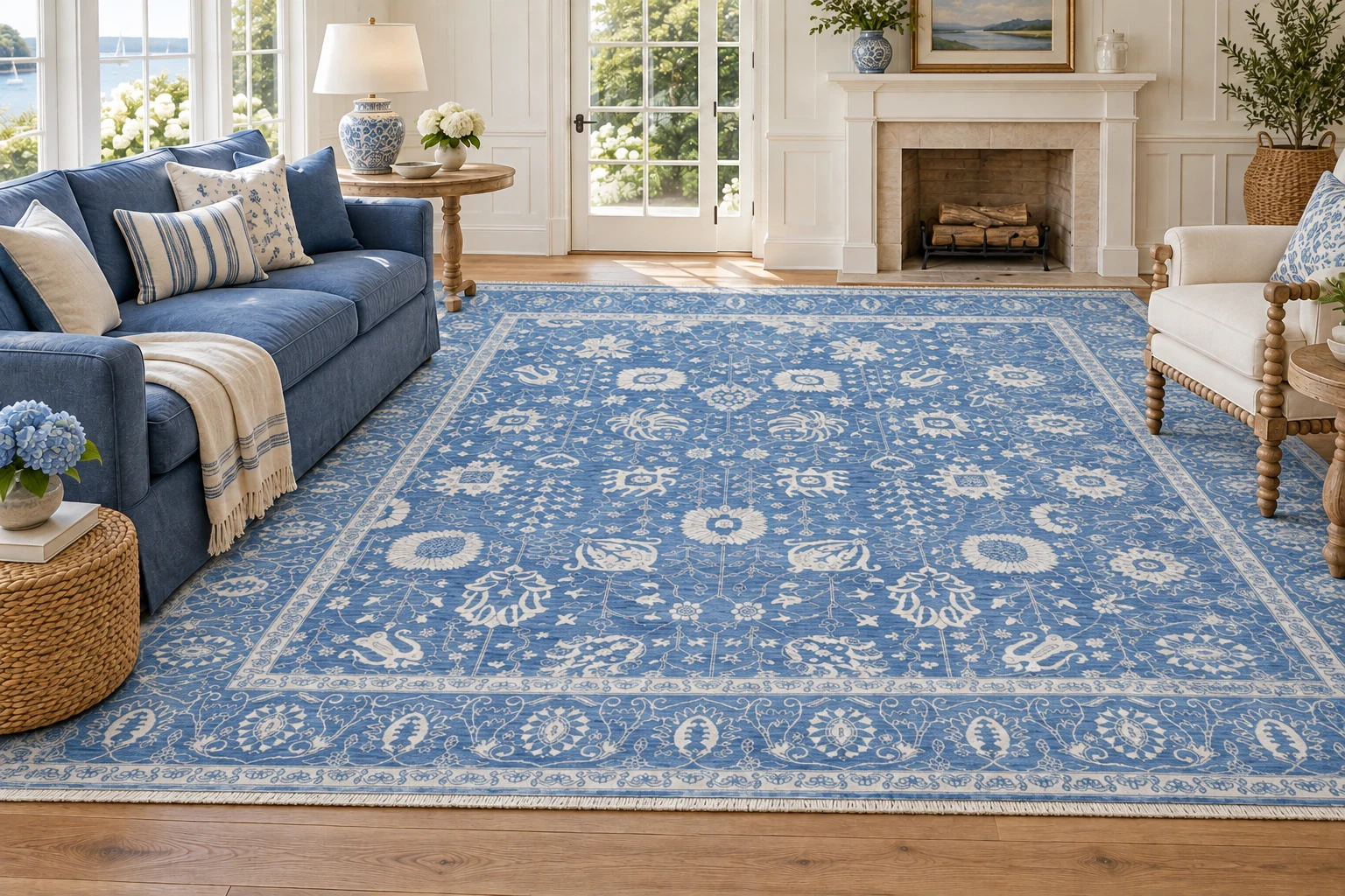 Design SM-637 rug in a Cape Cod sitting room